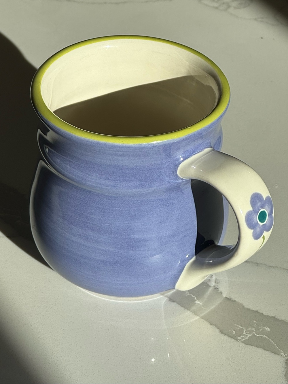 Vtg Pfaltzgraff Gillian Mug - Hand-Painted Periwinkle Ceramic with Floral Handle
